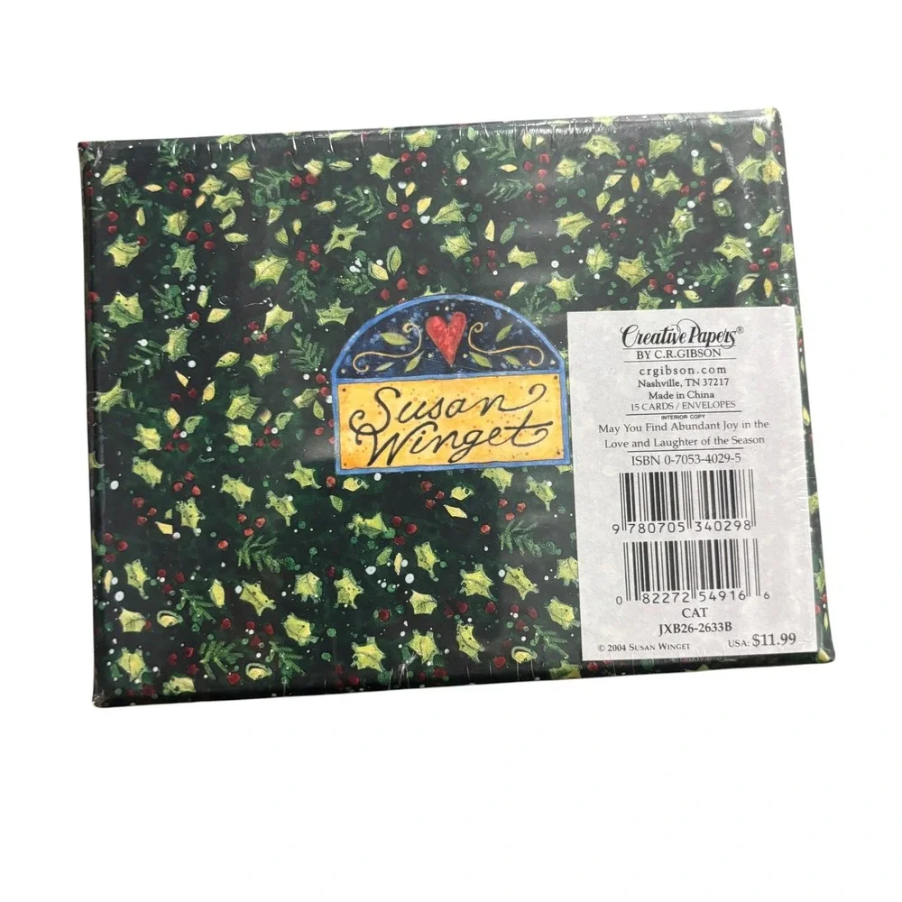 Susan Winget C.R. Gibson Christmas Cards Boxed Set 15ct Cat‎ JXB26-2633B New
